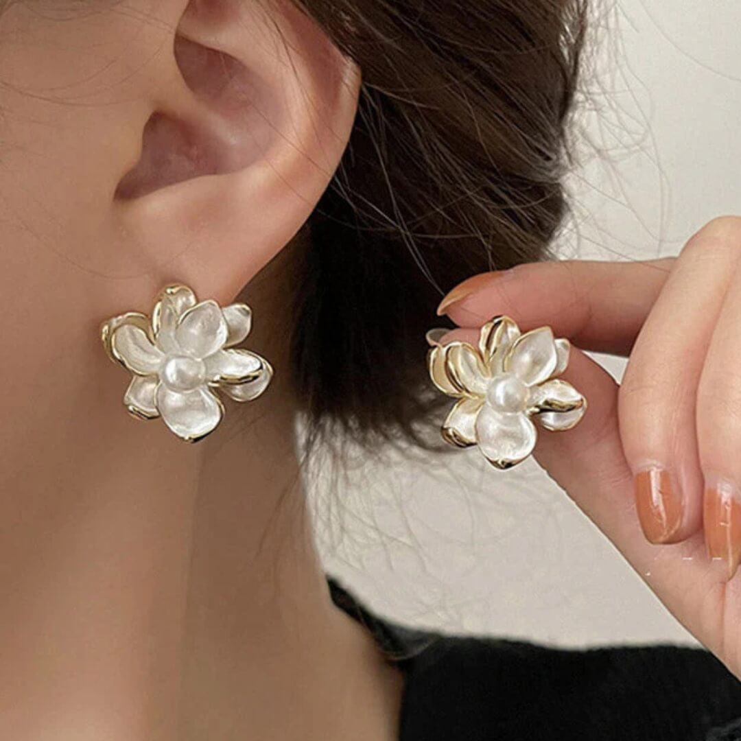 Pearl Flower Stud Earrings Women - Diane Jewelry