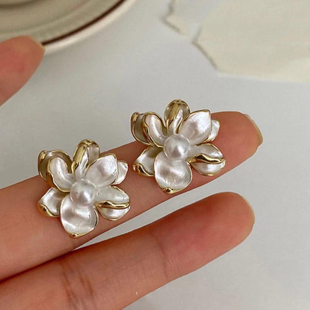 Pearl Flower Stud Earrings Women - Diane Jewelry