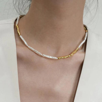Baroque Pearl Gold Chain Necklace - Diane Jewelry