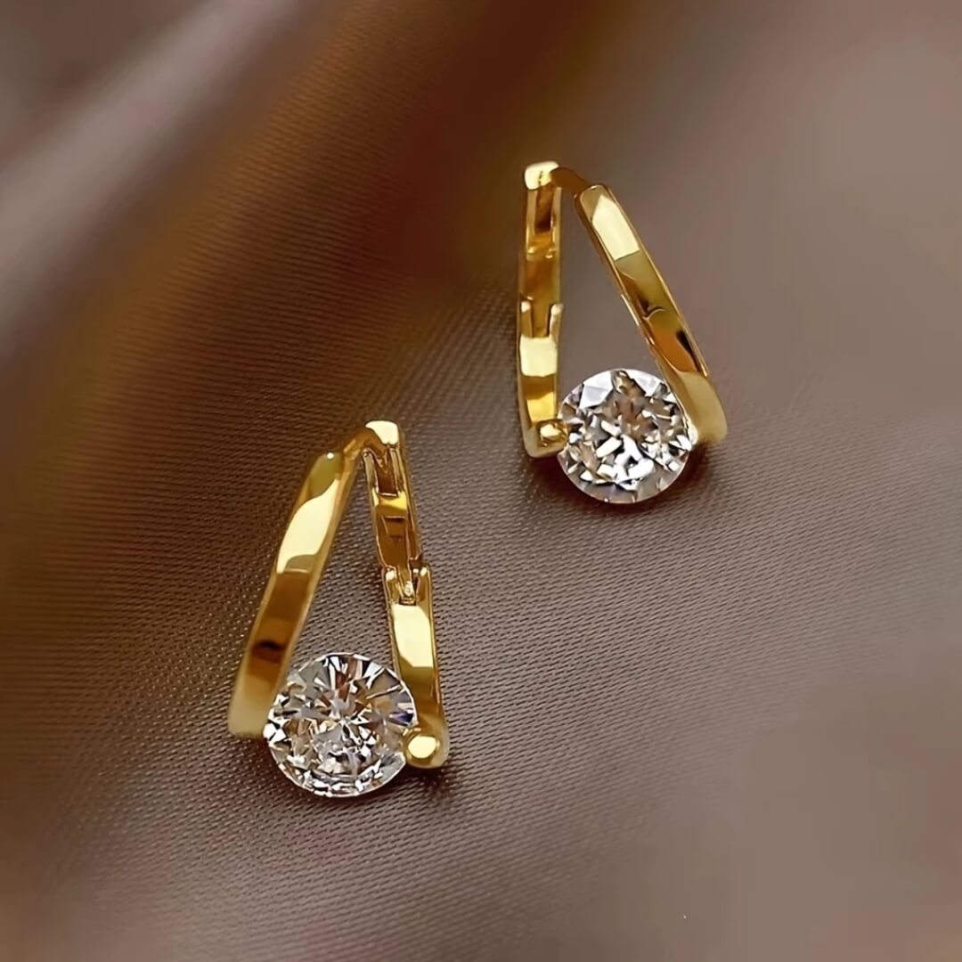 Gold Geometric Diamond Stud Earrings - Diane Jewelry