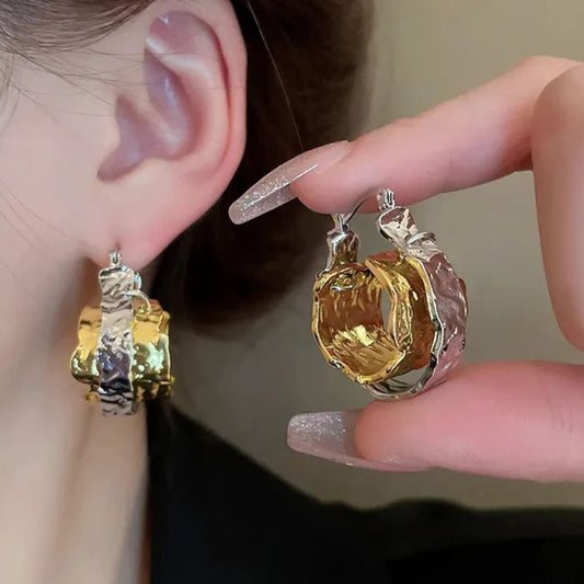 Statement Gold Silver Chunky Hoops - Diane Jewelry