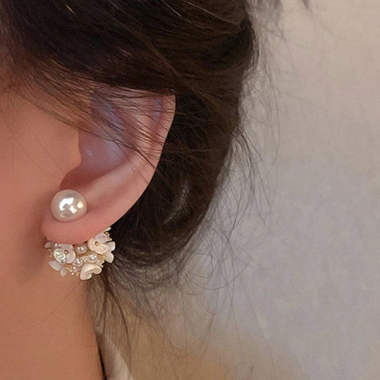 Pearl Floral Stud Drop Earrings - Diane Jewelry