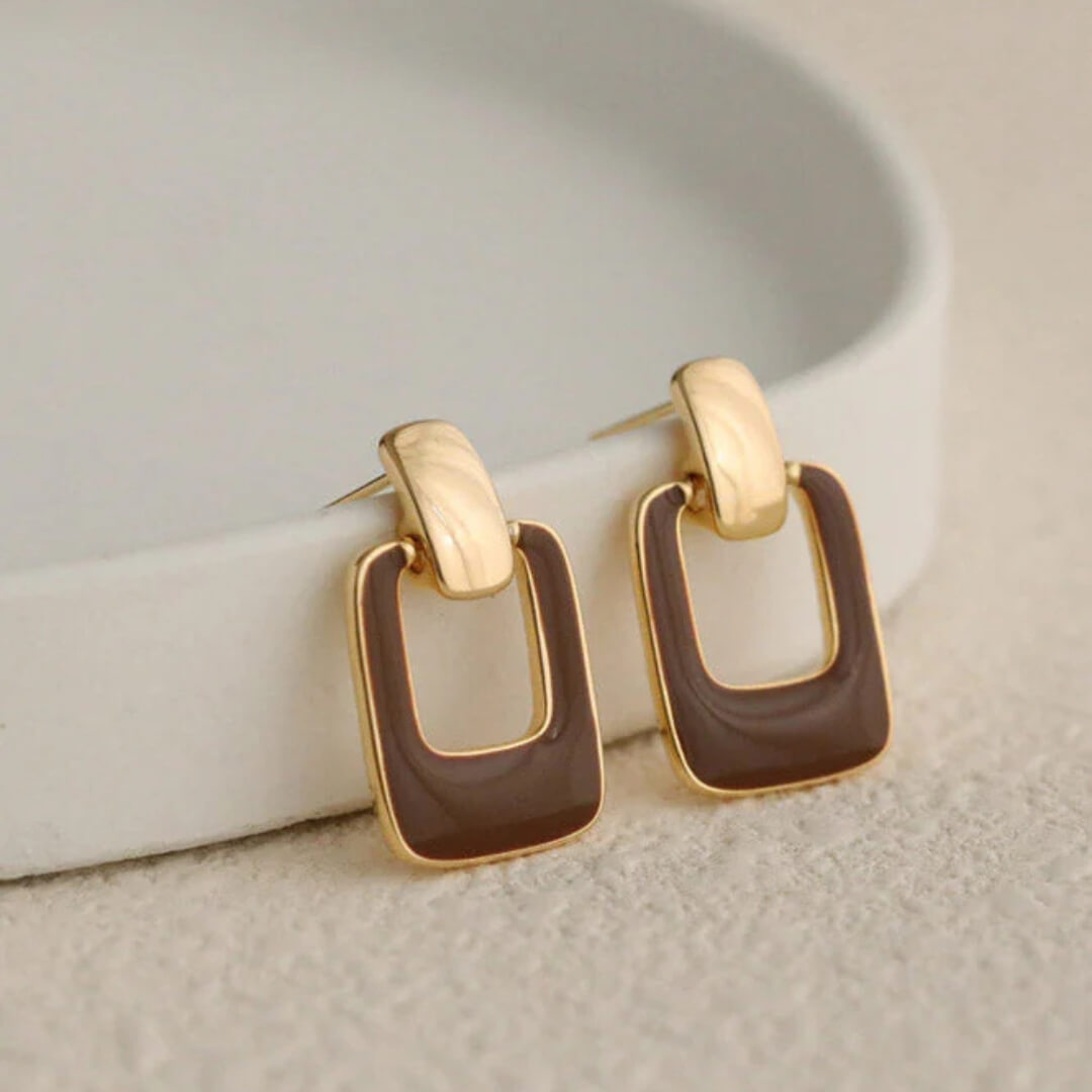 Minimalist Coffee Brown Drop Earrings - Diane Jewelry