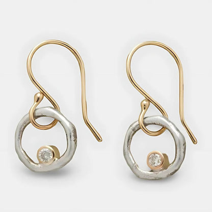 Gold Silver Diamond Hook Earrings - Diane Jewelry