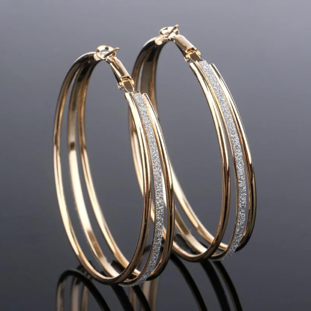 Gold Silver Glitter Hoop Earrings - Diane Jewelry