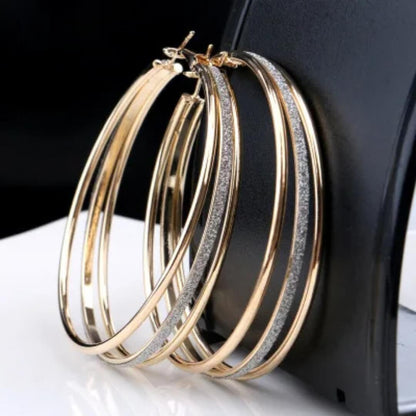 Gold Silver Glitter Hoop Earrings - Diane Jewelry