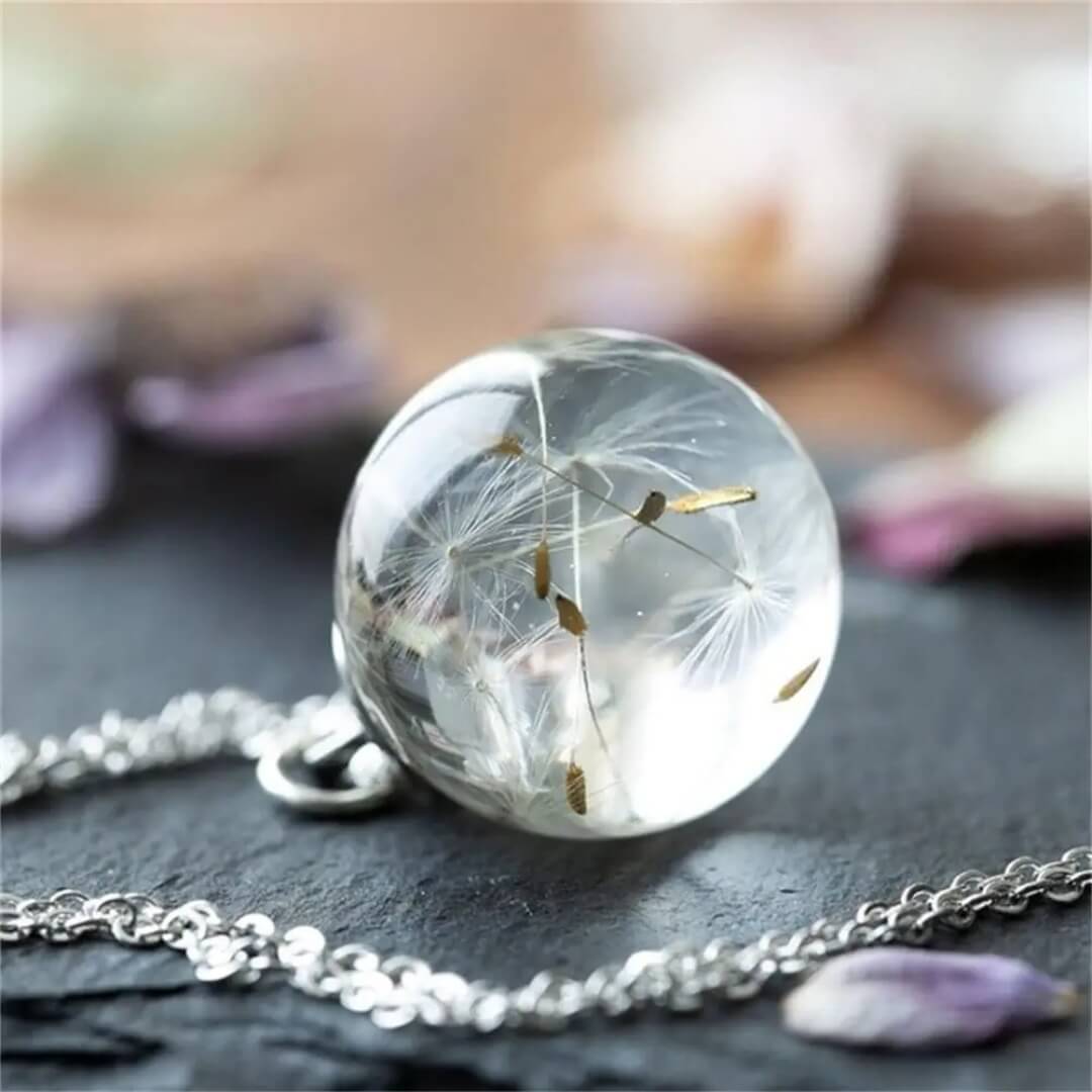 Dandelion Glass Orb Wish Necklace - Diane Jewelry