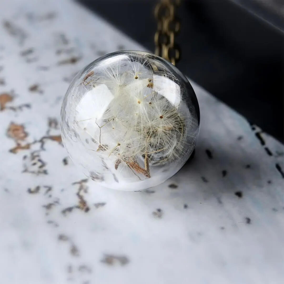Dandelion Glass Orb Wish Necklace - Diane Jewelry