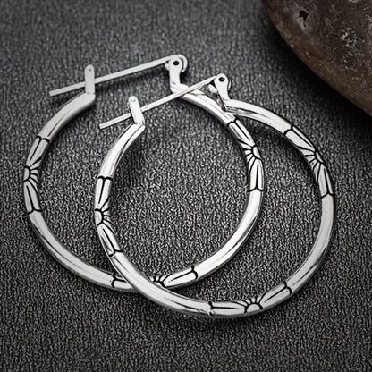 Sterling Silver Engraved Hoop Earrings - Diane Jewelry