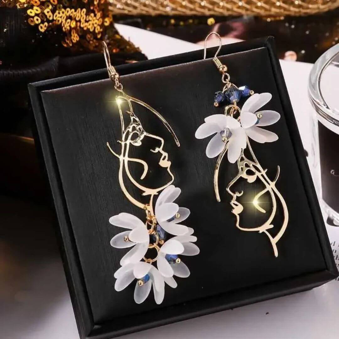 Floral Face Art Dangle Earrings - Diane Jewelry