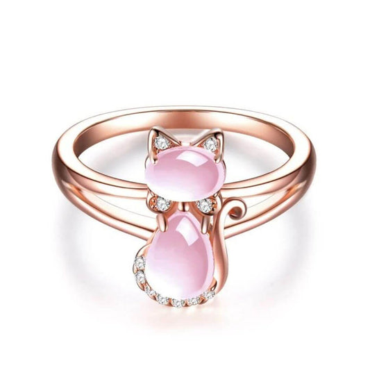 Pink Cat Rose Gold Ring - Diane Jewelry
