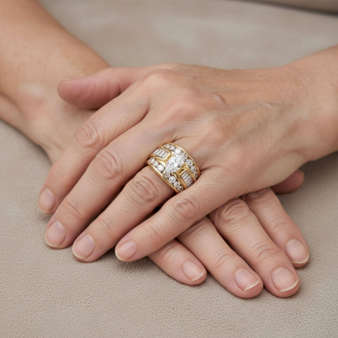 Gold Baguette Statement Ring Emma & Noah Jewelry