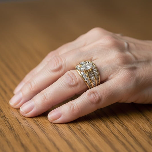 Gold Baguette Statement Ring Emma & Noah Jewelry