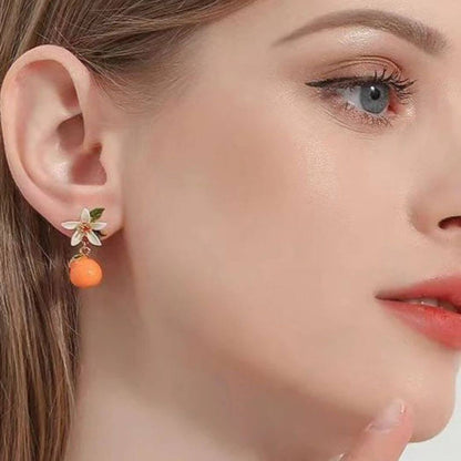 Orange Fruit Flower Drop Earrings - Diane Jewelry