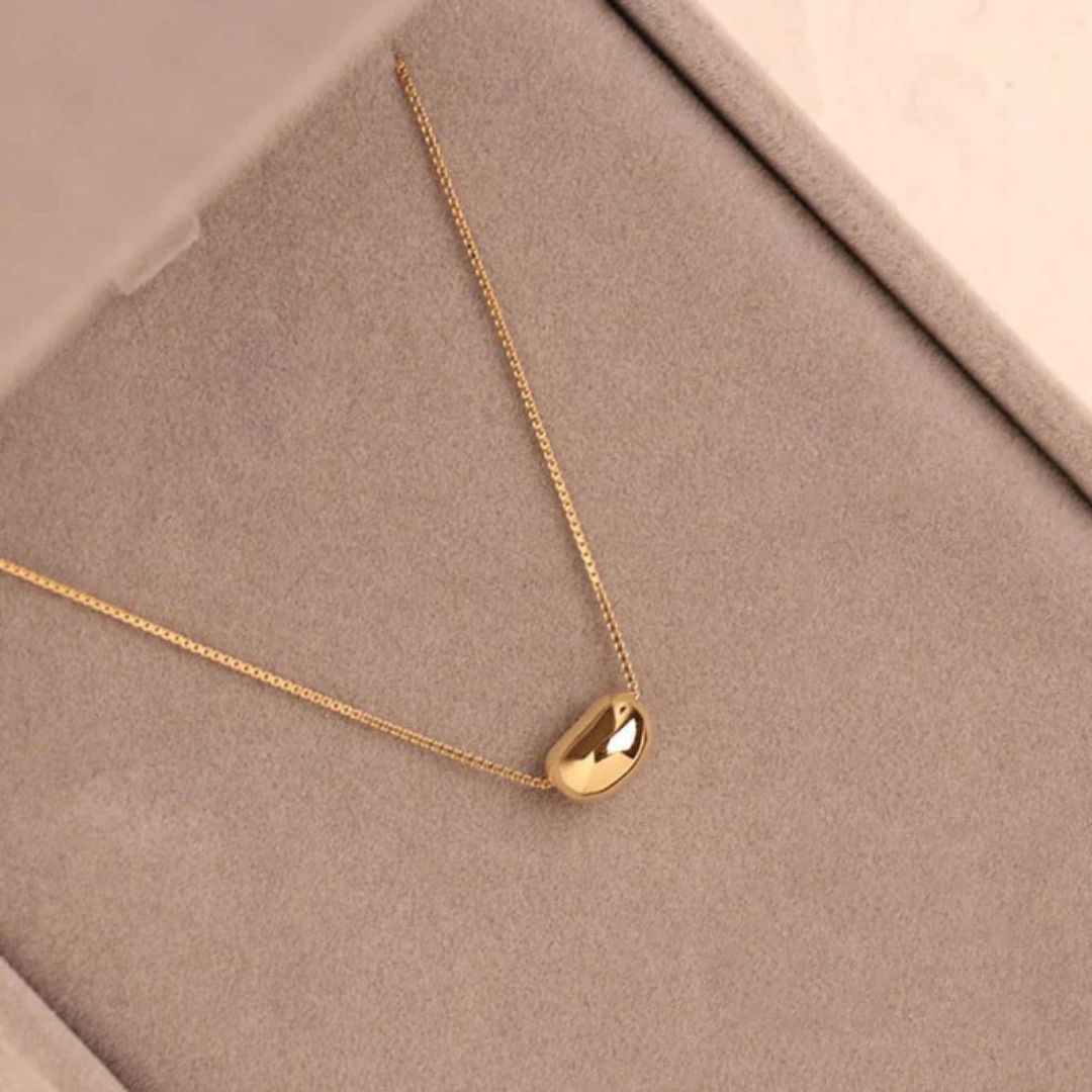 Minimalist Silver Bean Pendant Necklace - Diane Jewelry