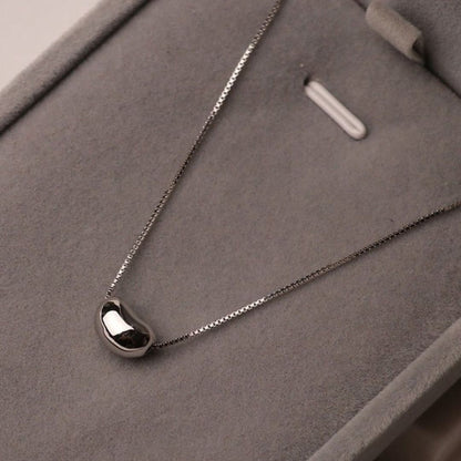 Minimalist Silver Bean Pendant Necklace - Diane Jewelry