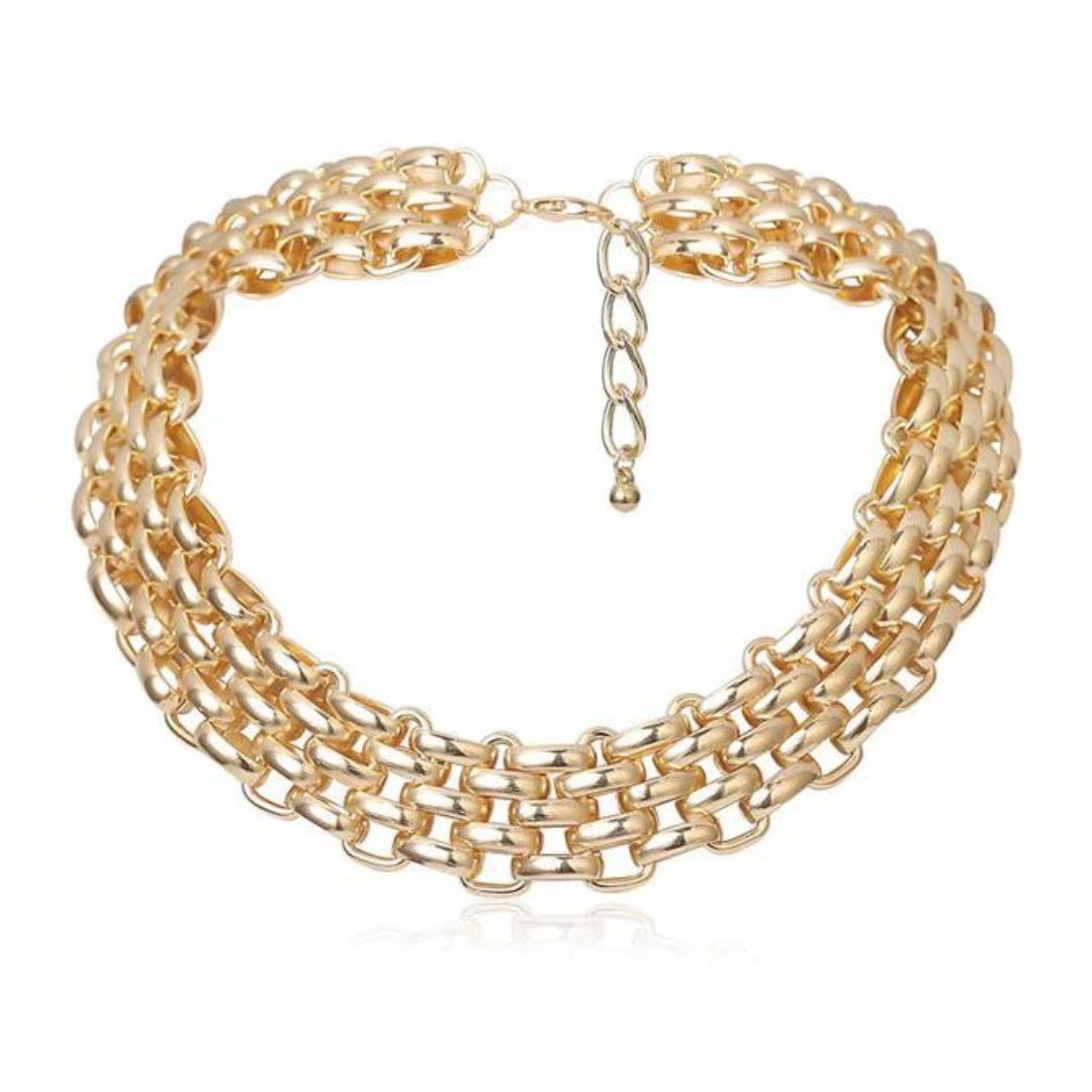 Silver Chain Layered Choker Necklace - Diane Jewelry