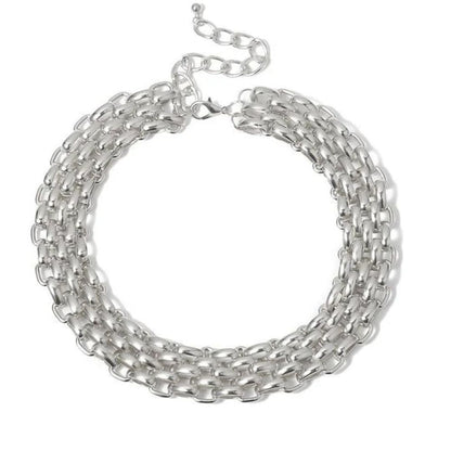 Silver Chain Layered Choker Necklace - Diane Jewelry