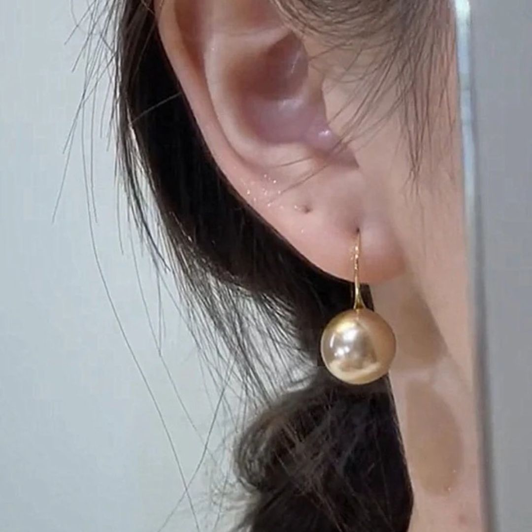 Gold Pearl Hook Drop Earrings - Diane Jewelry
