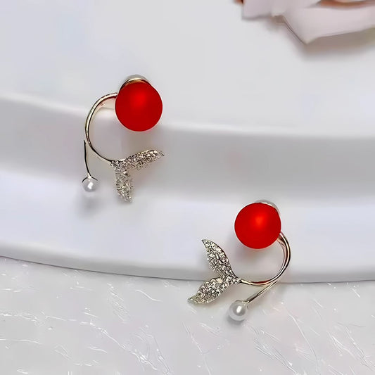 Elegant Pearl Leaf Earrings Gold - Diane Jewelry