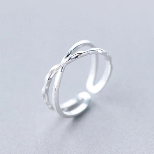 Minimalist Twisted Silver Open Ring - Diane Jewelry