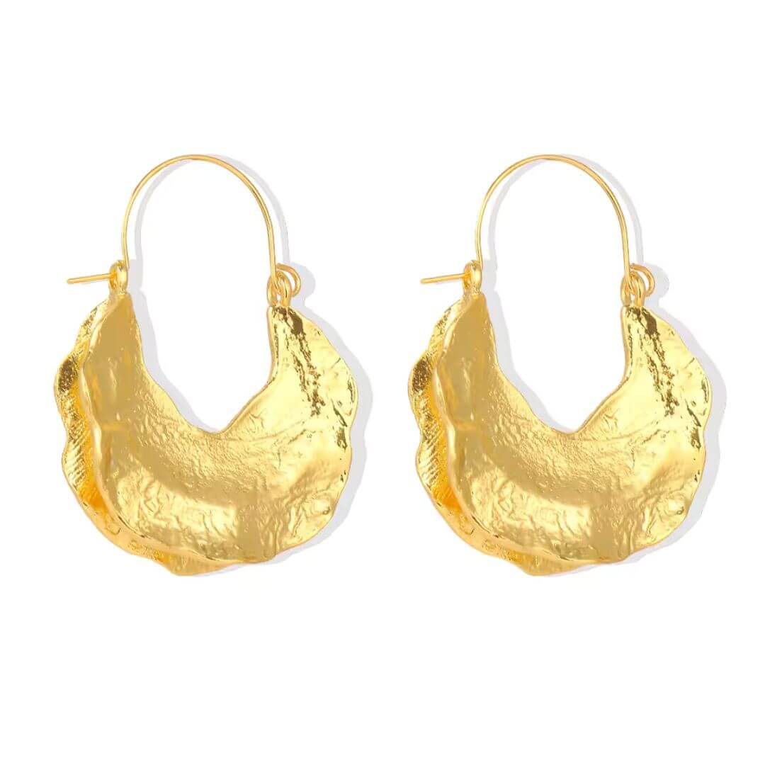 Gold Textured Abstract Drop Earrings - Diane Jewelry