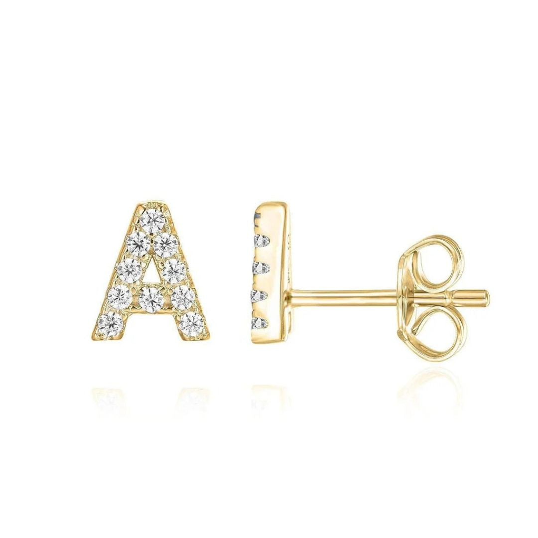 Personalized Initial Stud Earrings Gold - Diane Jewelry