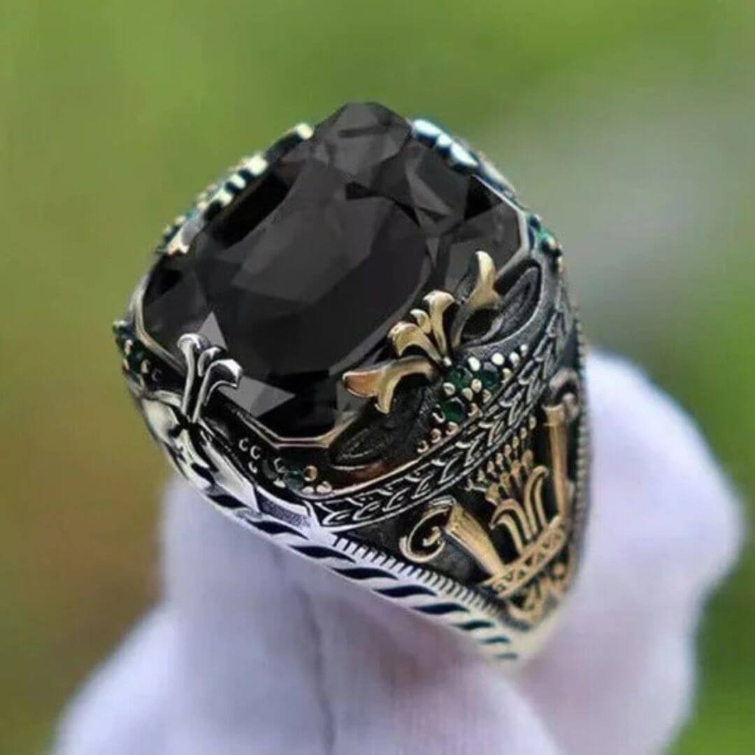 Vintage Emerald Gothic Statement Ring - Diane Jewelry