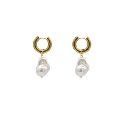 Gold Baroque Pearl Drop Earrings - Diane Jewelry