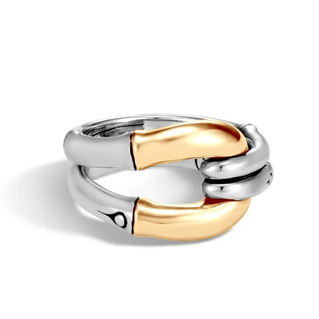 Gold Silver Interlocking Couple Ring - Diane Jewelry