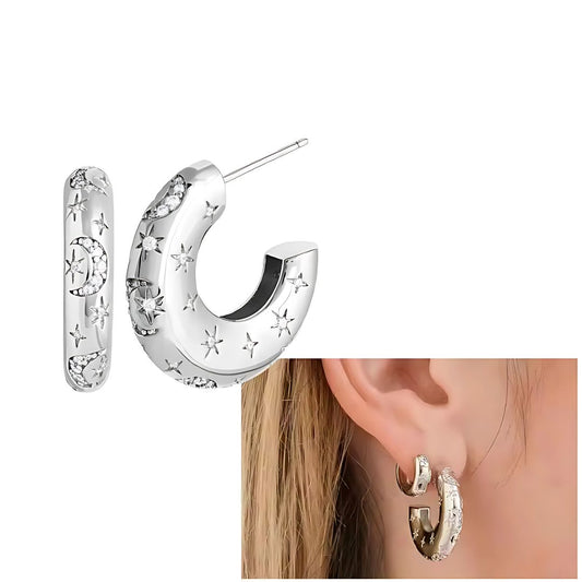 Gold Star Huggie Hoop Earrings - Diane Jewelry