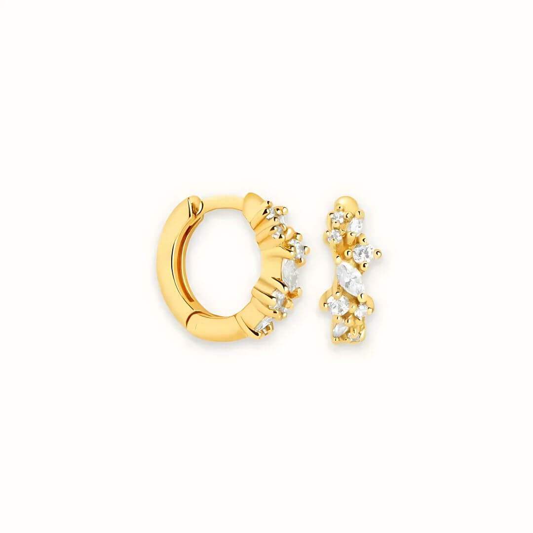 Gold Cluster Diamond Huggie Earrings - Diane Jewelry
