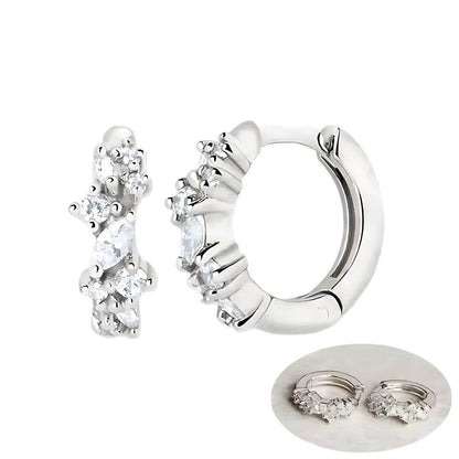 Gold Cluster Diamond Huggie Earrings - Diane Jewelry