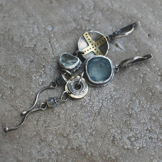 Artisan Mixed Metal Dangle Earrings - Diane Jewelry