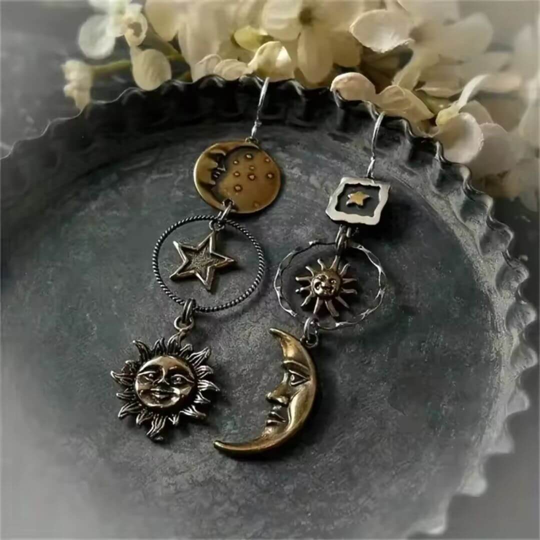 Sun Moon Star Dangle Earrings - Diane Jewelry