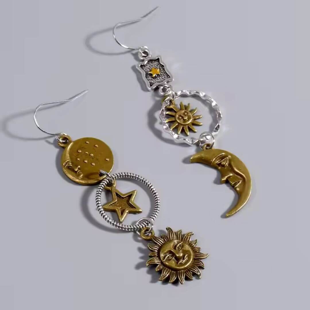 Sun Moon Star Dangle Earrings - Diane Jewelry