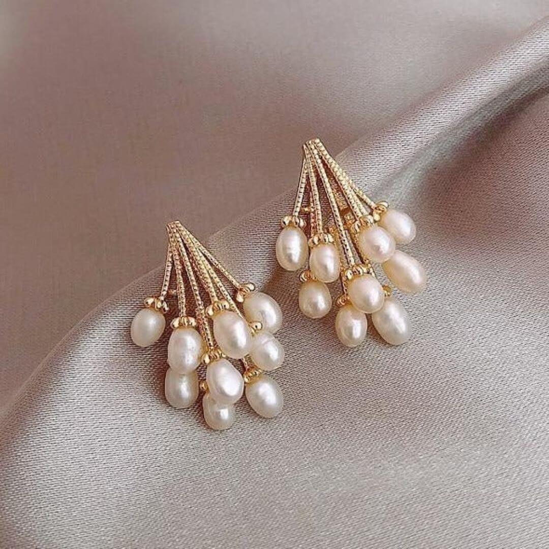 Cluster Drop Baroque Pearl Earrings - Diane Jewelry