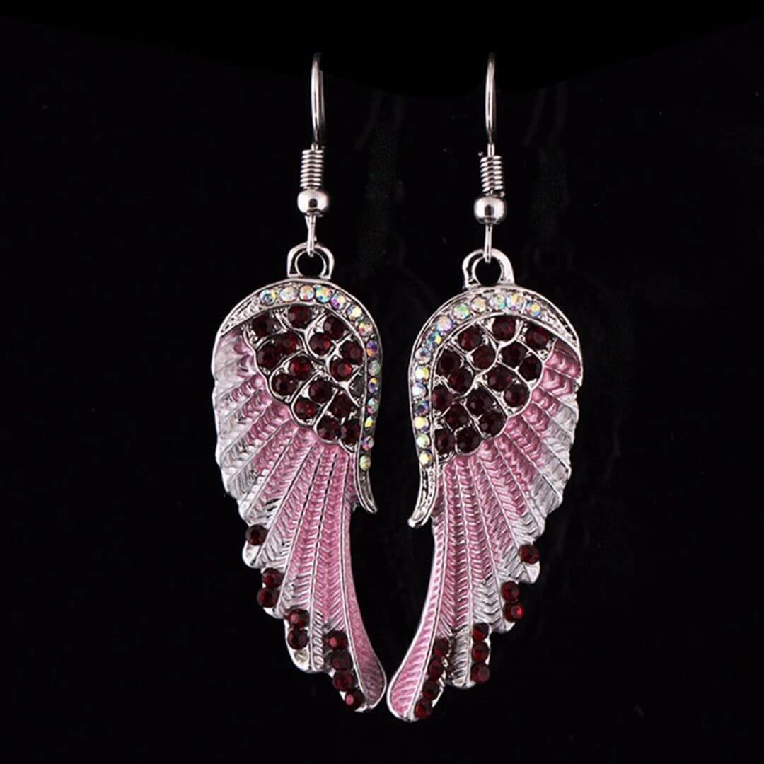 Crystal Angel Wing Drop Earrings - Diane Jewelry