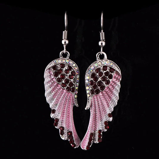 Crystal Angel Wing Drop Earrings - Diane Jewelry