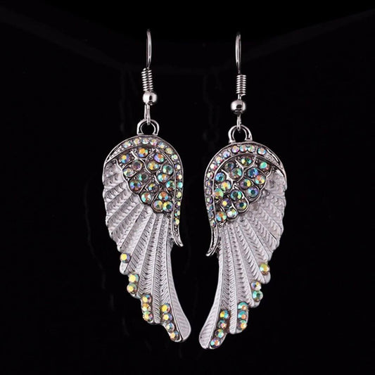 Crystal Angel Wing Drop Earrings - Diane Jewelry
