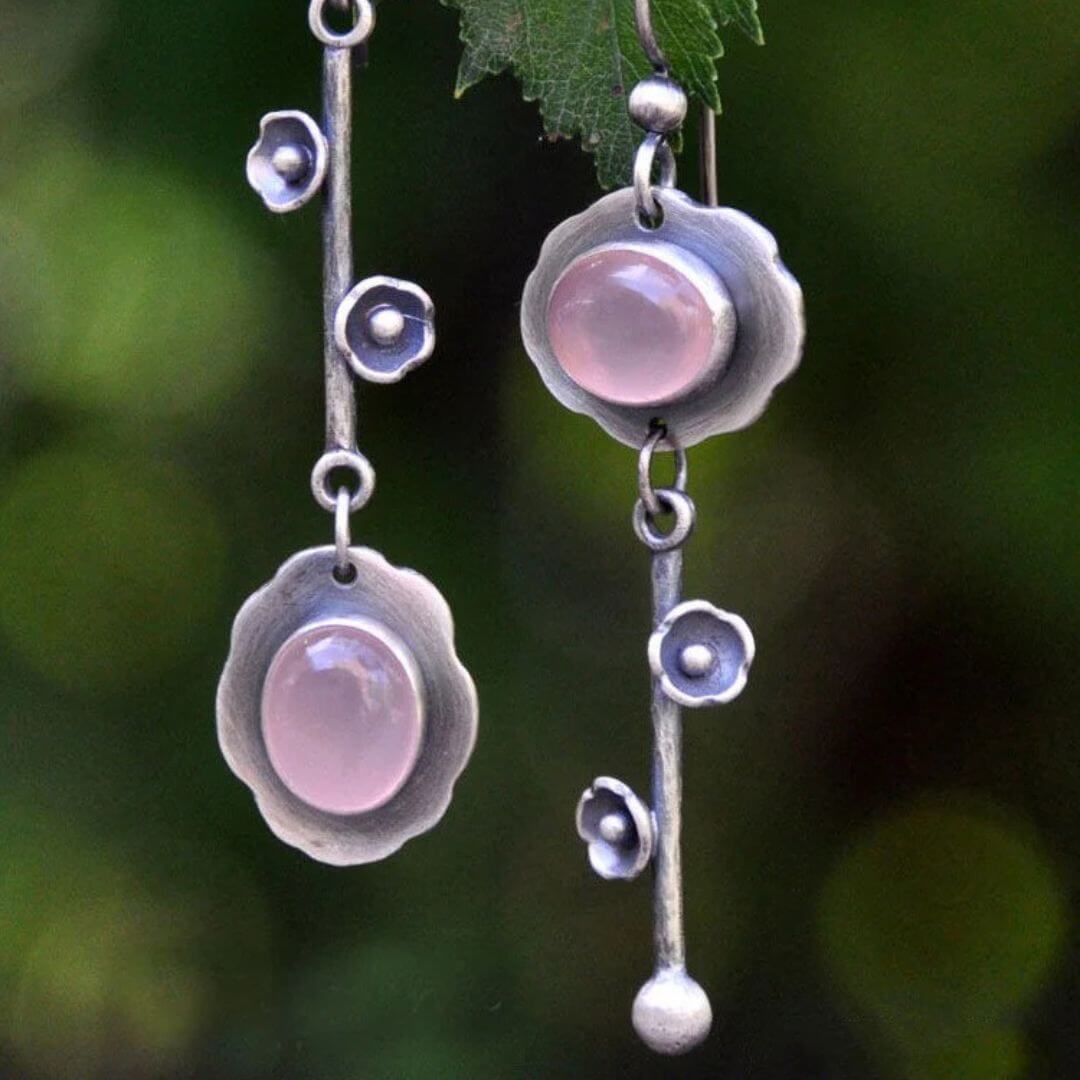 Vintage Amethyst Flower Dangle Earrings - Diane Jewelry