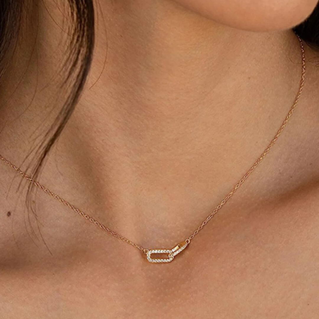 Gold Link Chain Pendant Necklace - Diane Jewelry