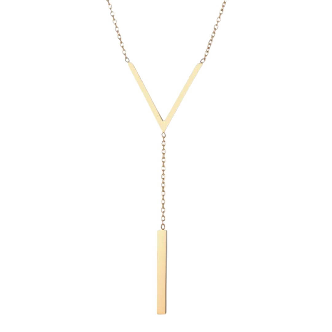 Gold Geometric Y Drop Necklace - Diane Jewelry