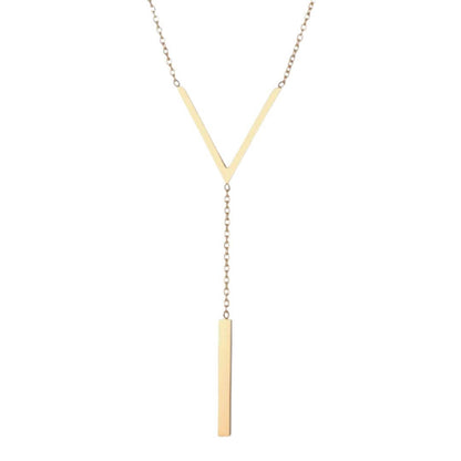 Gold Geometric Y Drop Necklace - Diane Jewelry