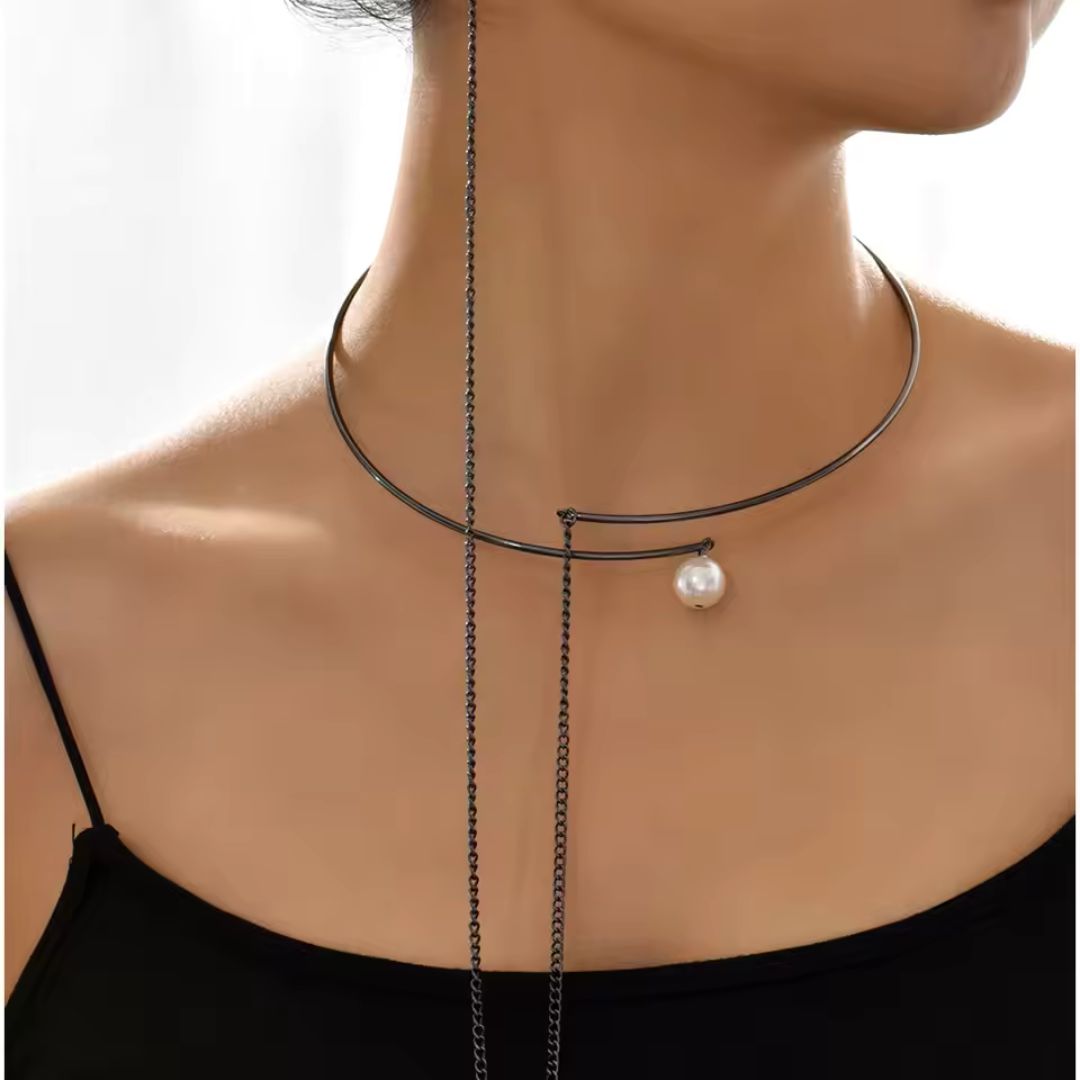 Modern Asymmetric Pearl Statement Necklace - Diane Jewelry