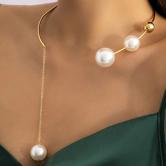 Modern Asymmetric Pearl Statement Necklace - Diane Jewelry