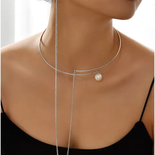 Modern Asymmetric Pearl Statement Necklace - Diane Jewelry