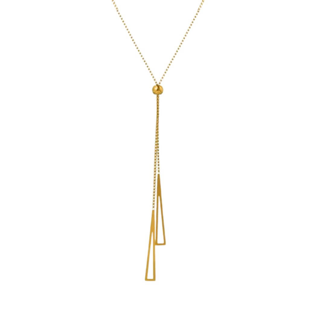 Gold Adjustable Geometric Lariat Necklace - Diane Jewelry