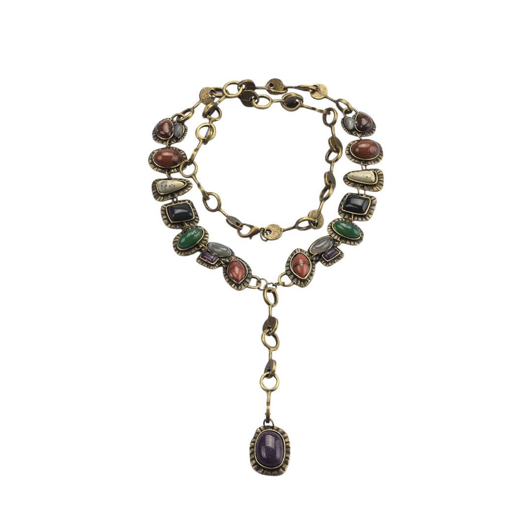 Vintage Gemstone Boho Statement Necklace - Diane Jewelry