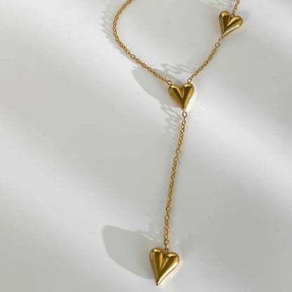 Gold Y Drop Heart Necklace - Diane Jewelry